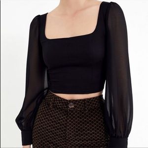 Uo Lena Sheer Sleeve Blouse